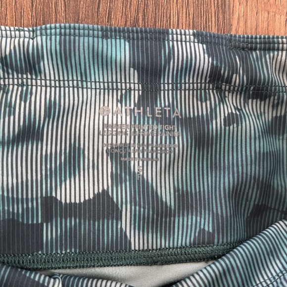 NWOT Athleta Printed Rainer Tights Small Green Floral Lined Drawstring - Picture 2 of 6